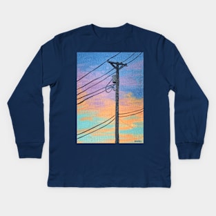 Sunset Telephone Pole Kids Long Sleeve T-Shirt